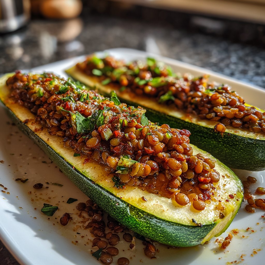 Gefüllte Zucchini mit Linsen