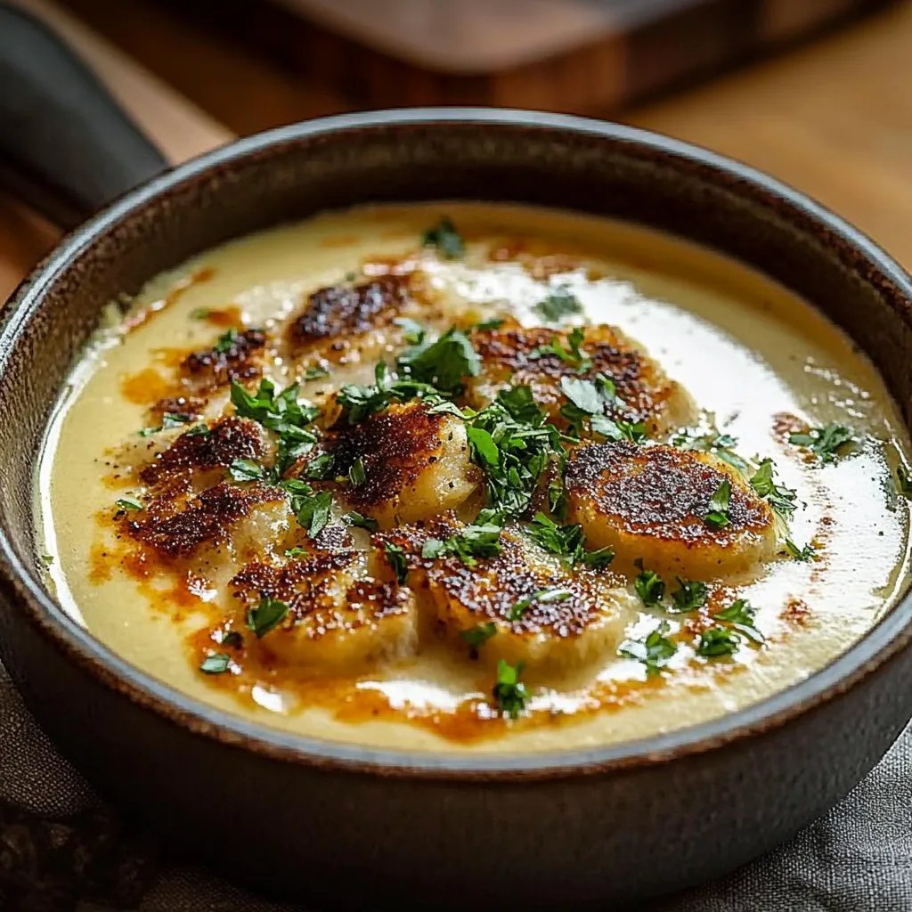 Köstliche cremige Knoblauch-Kartoffelsuppe für kalte Tage
