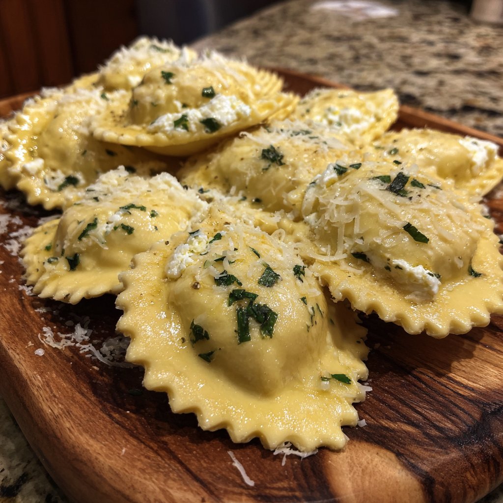 Herzförmige Ravioli mit Ricottafüllung