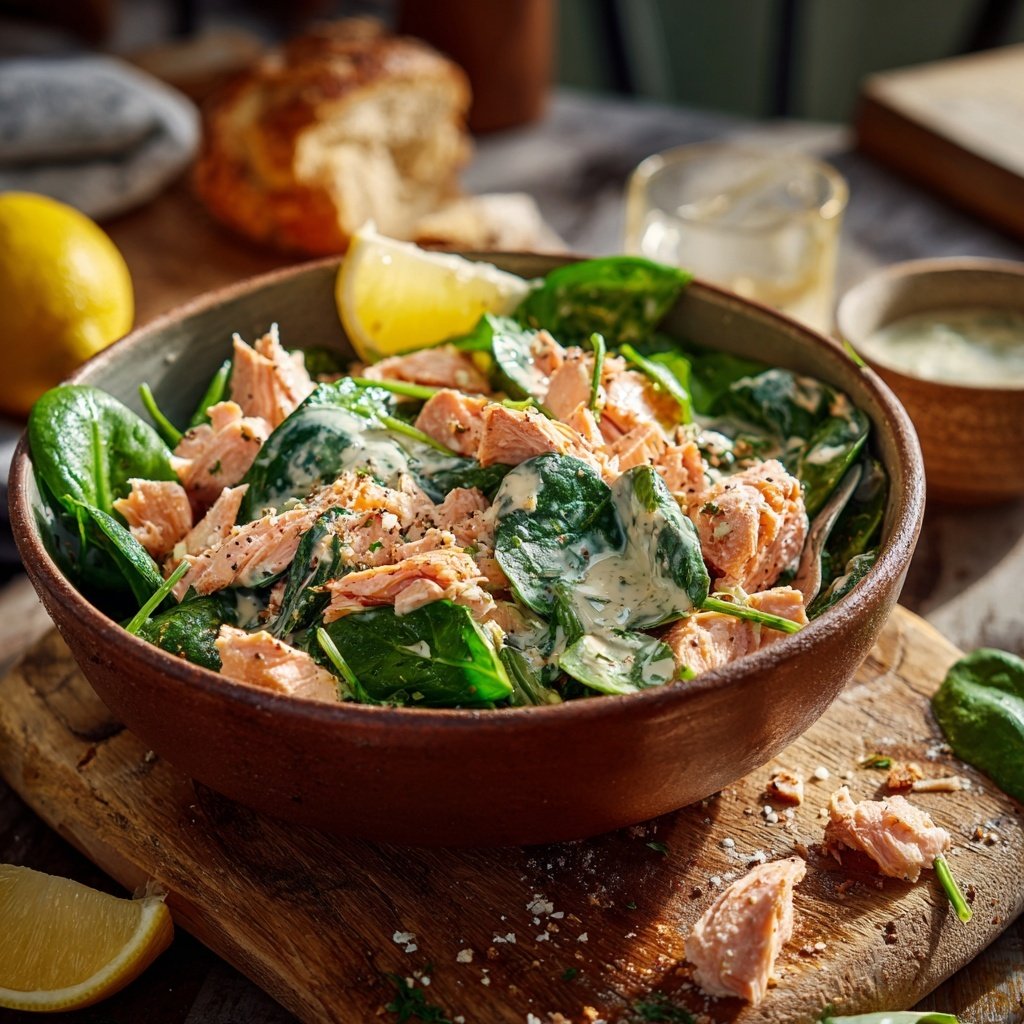 Kalorienarme Lachs Bowl Mit Spinat