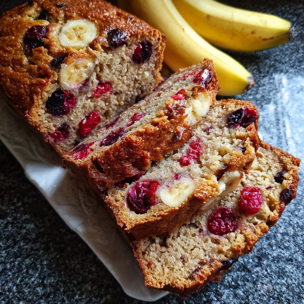 Bananenbrot mit Beeren