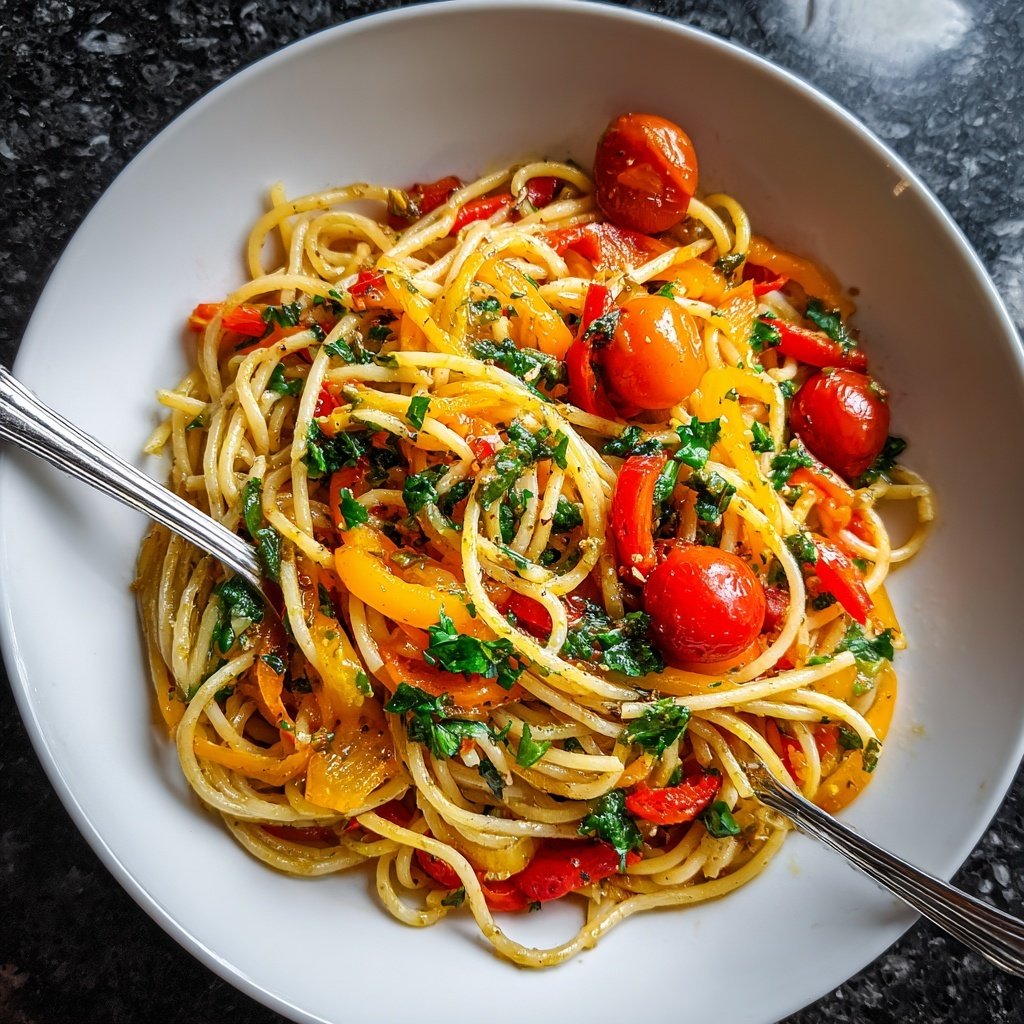 Mittagessen mit Nudeln und Gemüse